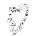Original 925 Sterling Silver Dachshund 925 Sterling Silver Dachshund Ring | Adjustable Open Ring for Dachshund LoversOpen Rings For Women Girls Jewelry Birthday Anniversary Gifts