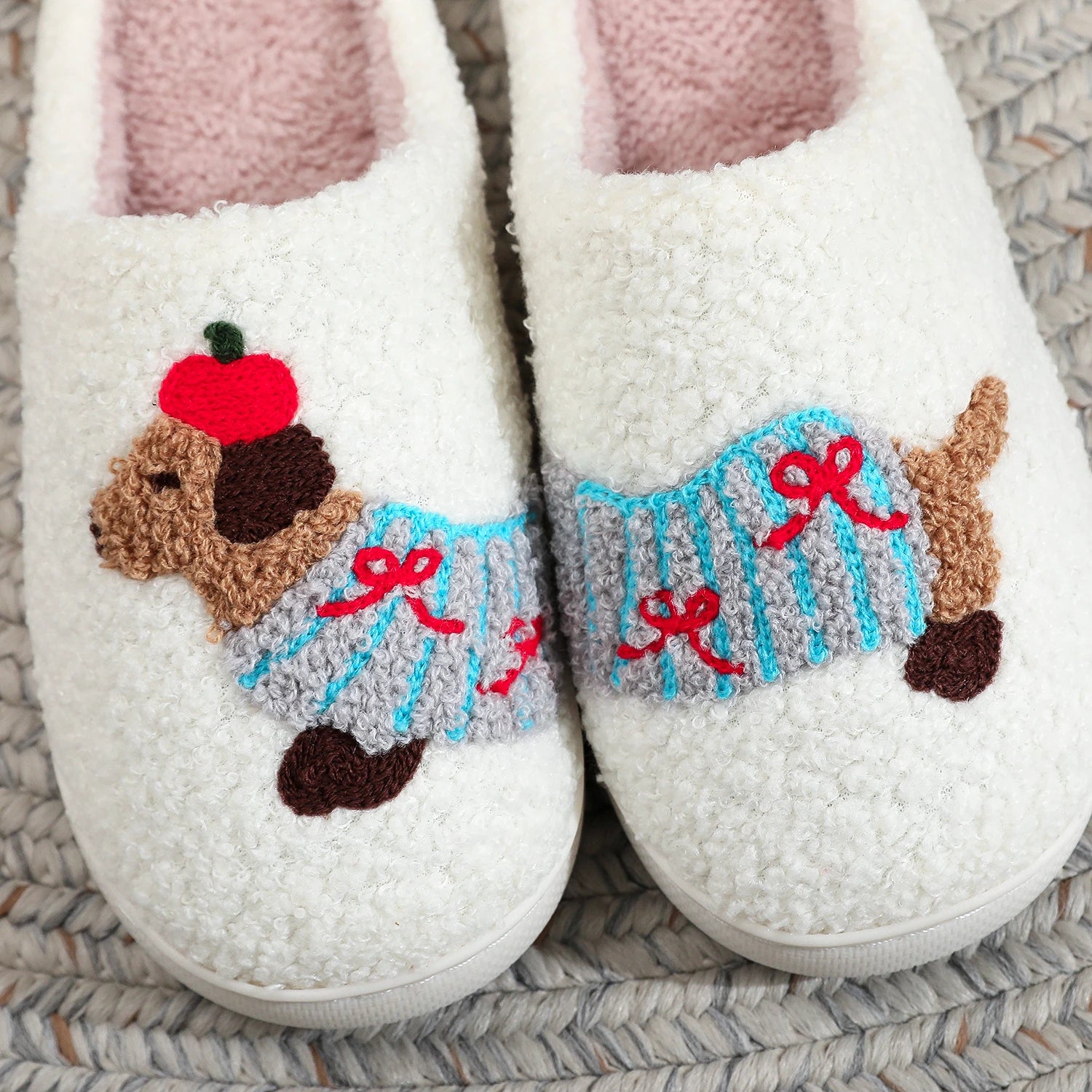 Cozy Dachshund Plush Slippers | Warm Embroidered House Shoes for Dog Lovers