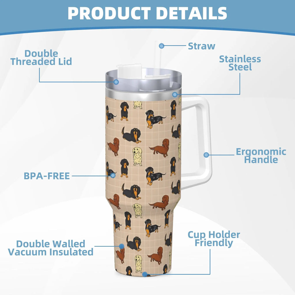 Dachshund Lover Stainless Steel Travel Tumbler – Insulated Leakproof Mug for Coffee, Tea & Daily Adventures