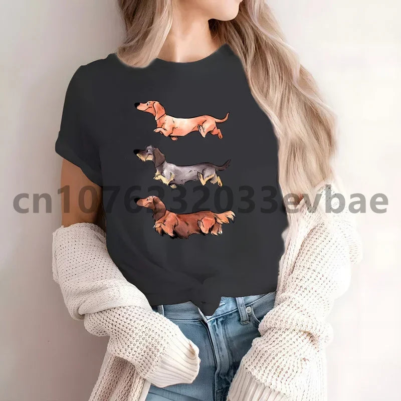 Cute Dachshund Graphic T-Shirt for Women | Soft Casual Tee for Sausage Dog Lovers