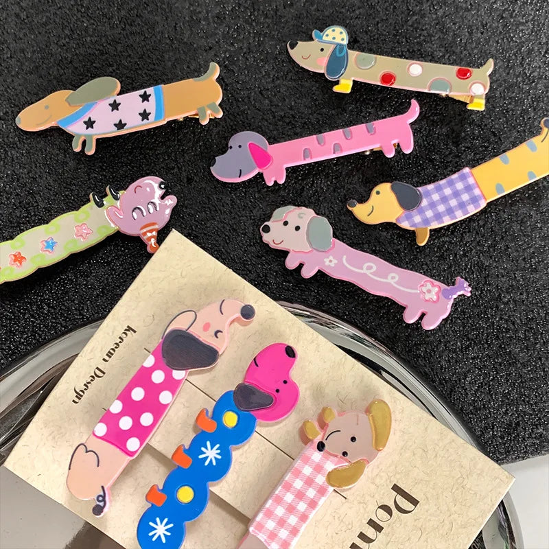 Dachshund Hair Clips Set – 3 Cute Sausage Dog Barrettes for Girls & Dachshund Lovers