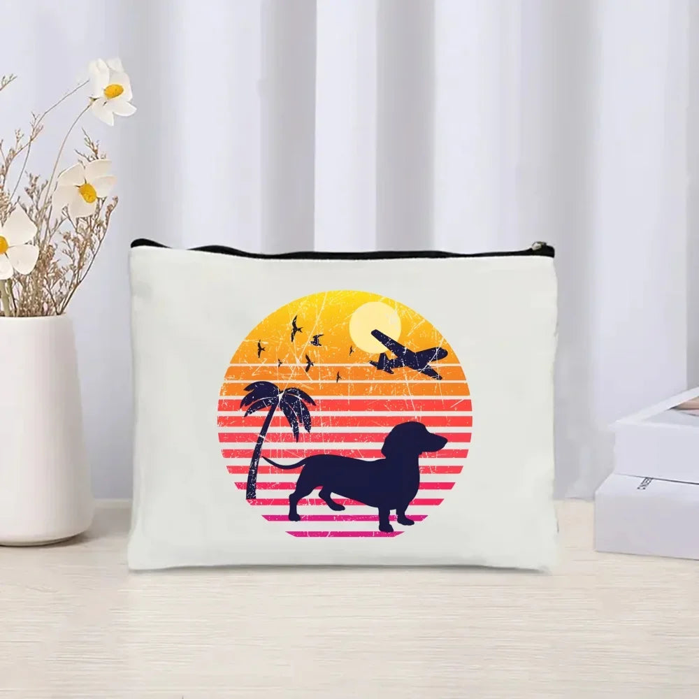 Dachshund Canvas Tote Bag Set – Large Capacity Shoulder Bags for Dog Lovers