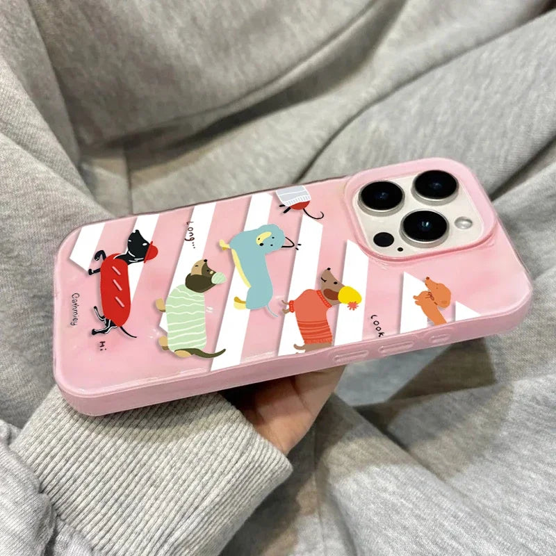 Cute Dachshund iPhone Case – Shockproof Soft TPU Cover for Dachshund Lovers