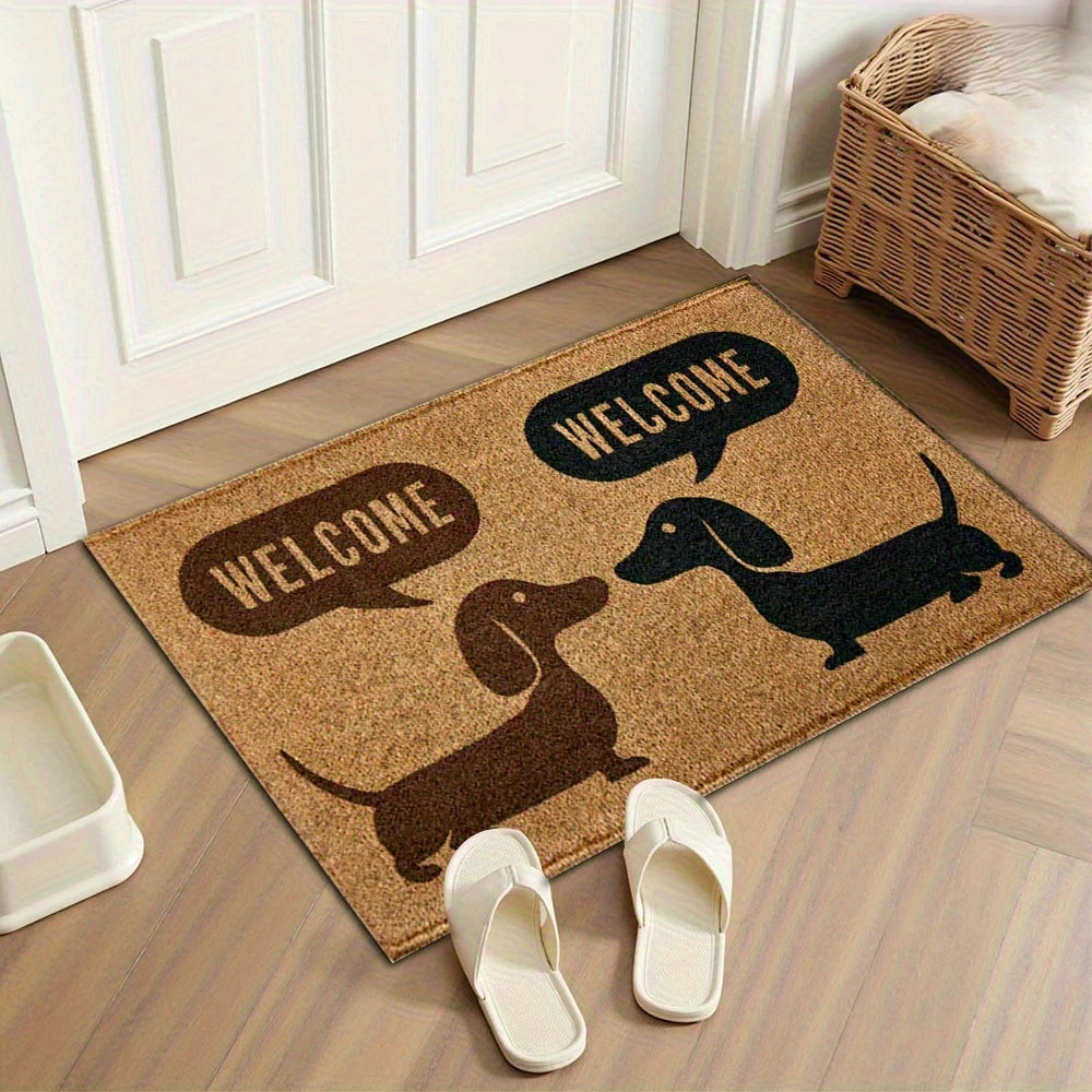 Welcome Dachshund Door Mat – Non-Slip Entryway Rug for Sausage Dog Lovers