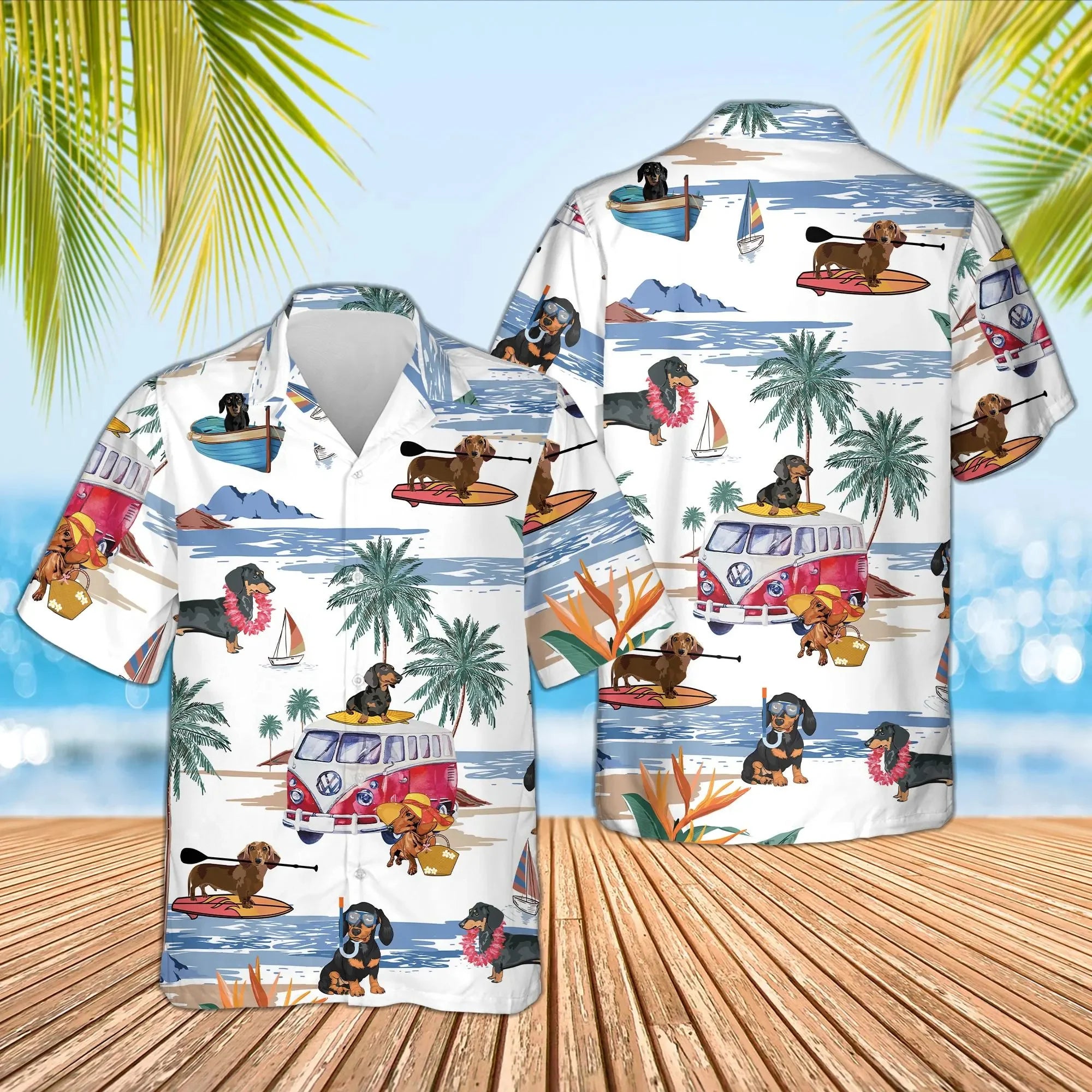 Dachshund Summer Button Shirt™ | Premium 3D Print Dog Lover Hawaiian Style Shirt
