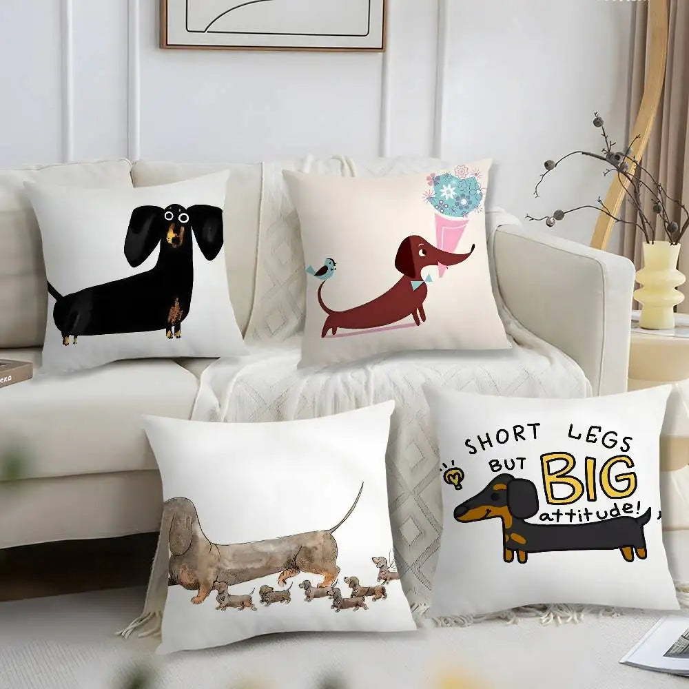 Cute Dachshund Plush Cushion Cover | Soft Decorative Throw Pillow Cover for Dog Lovers