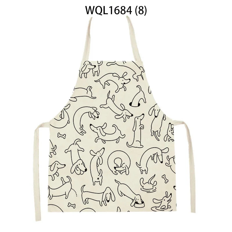 Funny Dachshund Linen Kitchen Apron – Cute Cooking & Baking Apron for Dog Lovers