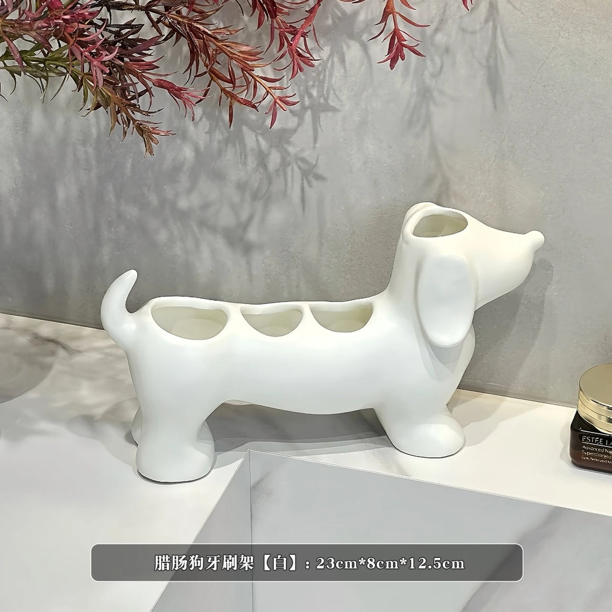 Dachshund Ceramic Toothbrush Holder – Cute Bathroom Organizer for Toothbrush & Toothpaste