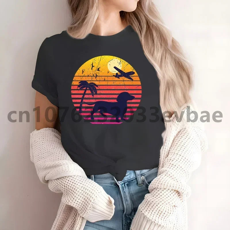 Cute Dachshund Graphic T-Shirt for Women | Soft Casual Tee for Sausage Dog Lovers