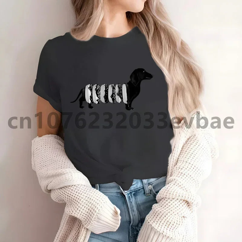 Cute Dachshund Graphic T-Shirt for Women | Soft Casual Tee for Sausage Dog Lovers