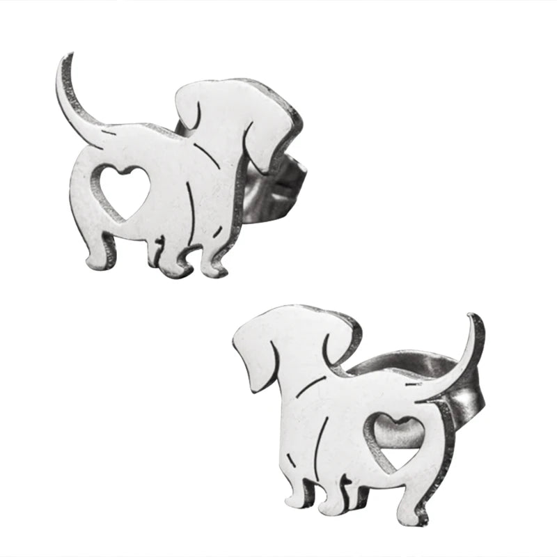 Cute Dachshund Stud Earrings – Elegant Dog Lover Earrings in Gold, Silver, Rose Gold & Black
