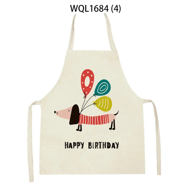 Funny Dachshund Linen Kitchen Apron – Cute Cooking & Baking Apron for Dog Lovers