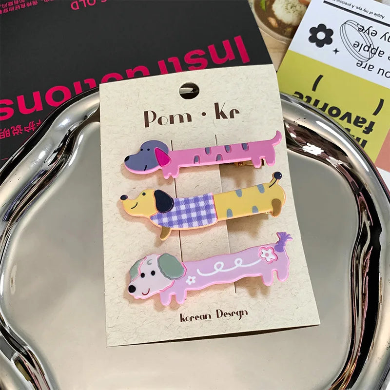 Dachshund Hair Clips Set – 3 Cute Sausage Dog Barrettes for Girls & Dachshund Lovers