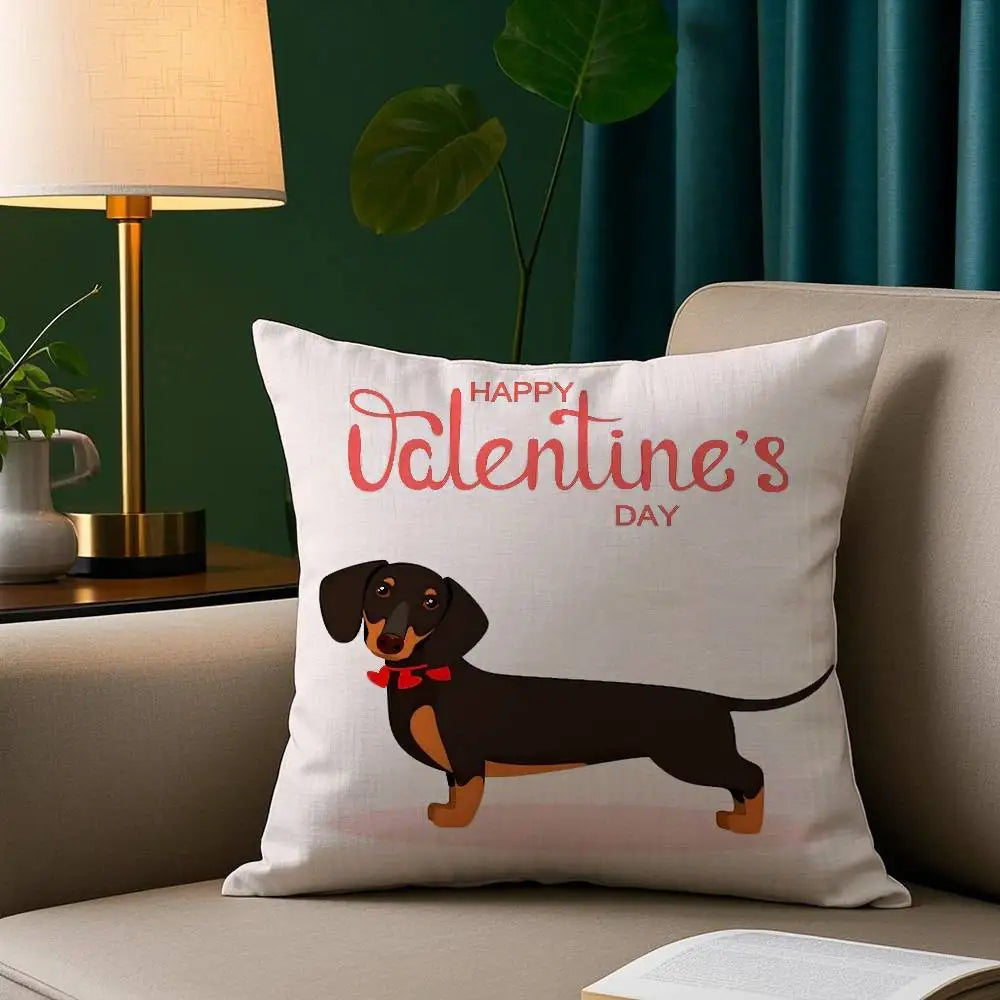 Cute Dachshund Plush Cushion Cover | Soft Decorative Throw Pillow Cover for Dog Lovers