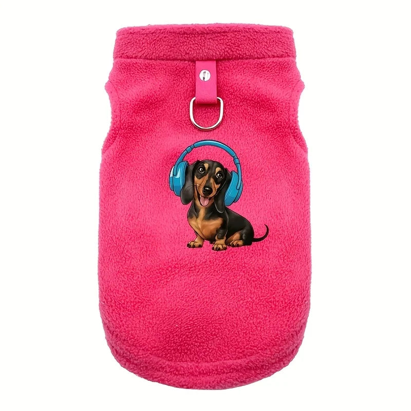 Dachshund Music Lover Fleece Hoodie – Ultra-Soft Cozy Sweatshirt for Sausage Dogs