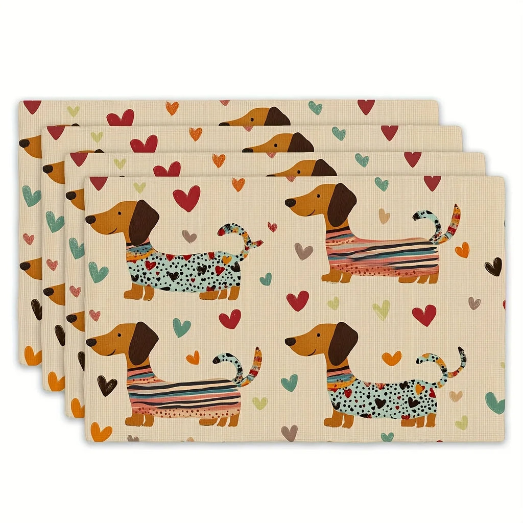 Dachshund Love Linen Placemat – Elegant Table Mat for Dog Lovers & Cozy Home Dining