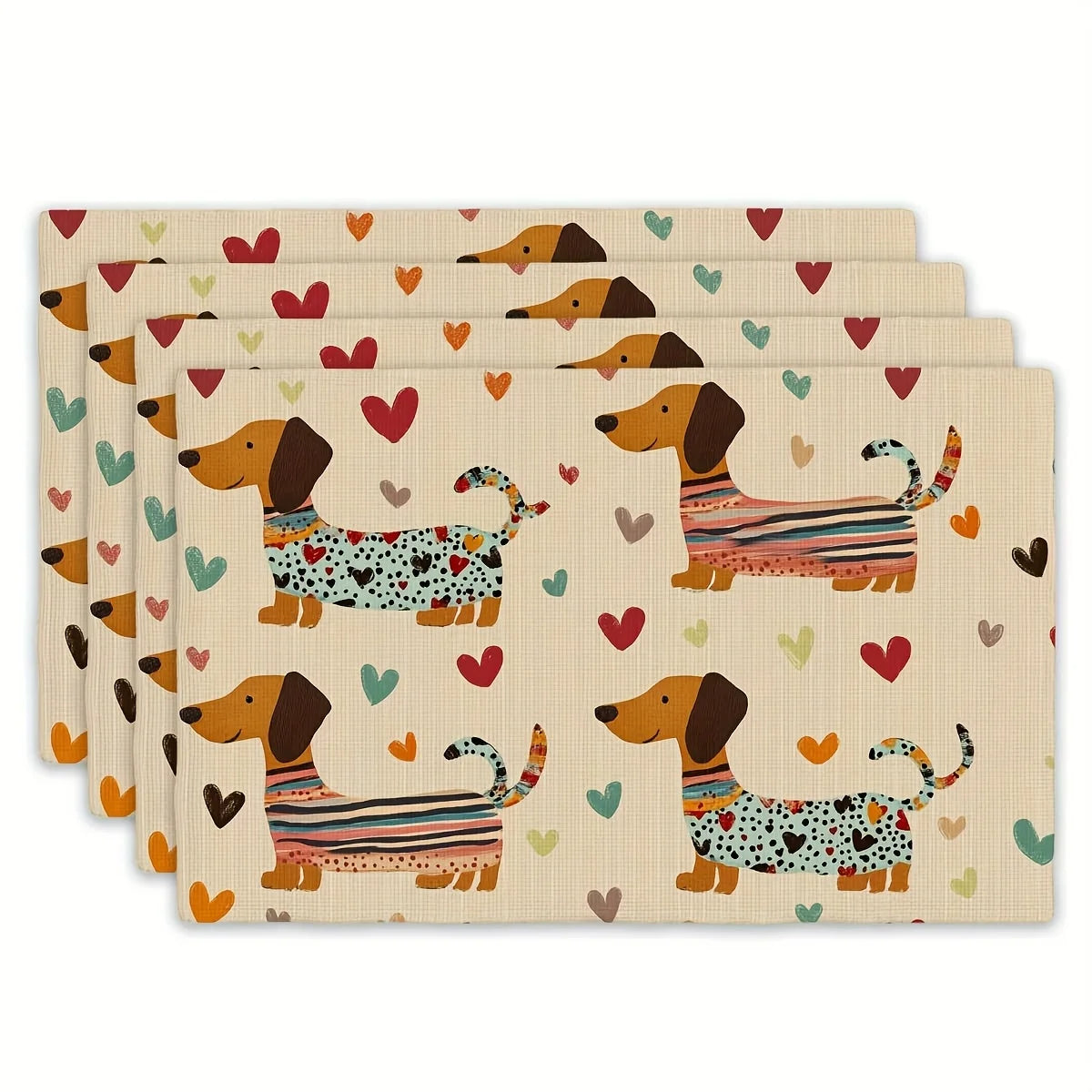 Dachshund Love Linen Placemat – Elegant Table Mat for Dog Lovers & Cozy Home Dining