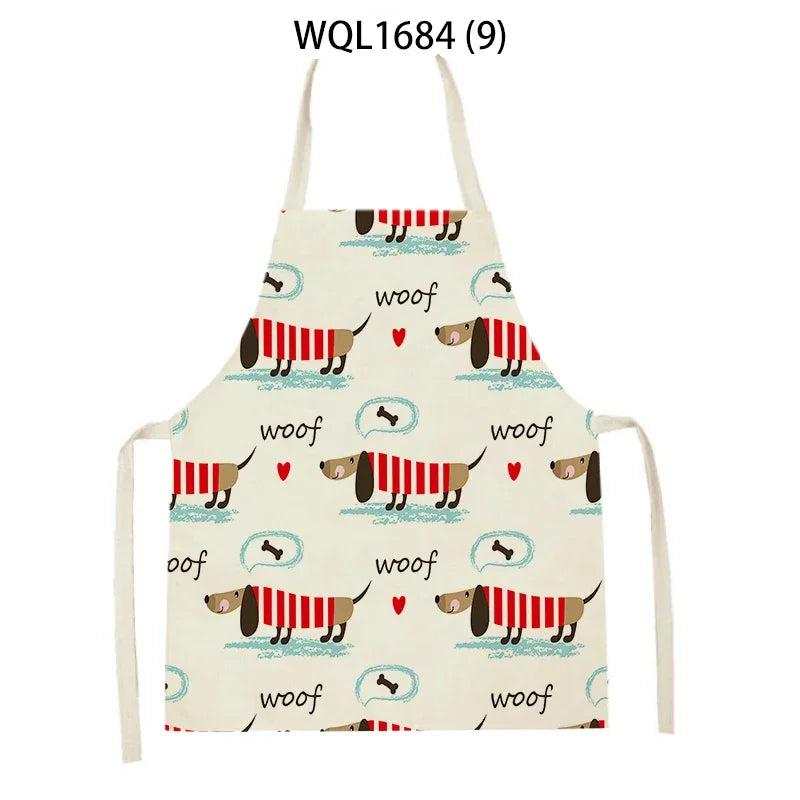 Funny Dachshund Linen Kitchen Apron – Cute Cooking & Baking Apron for Dog Lovers