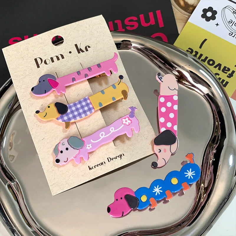 Dachshund Hair Clips Set – 3 Cute Sausage Dog Barrettes for Girls & Dachshund Lovers
