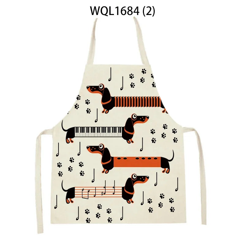 Funny Dachshund Linen Kitchen Apron – Cute Cooking & Baking Apron for Dog Lovers