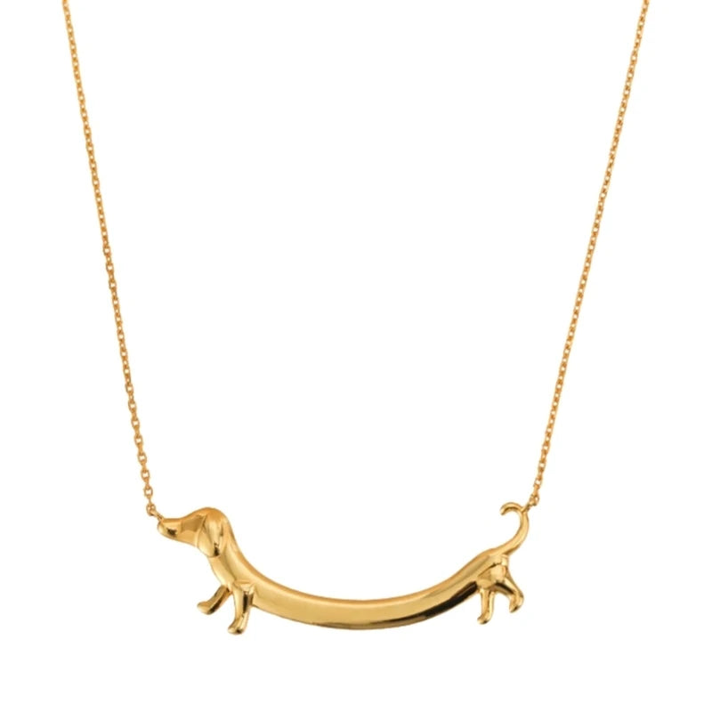 Adjustable Dachshund Pendant Necklace – Elegant Dog Lover Necklace in Gold or Silver