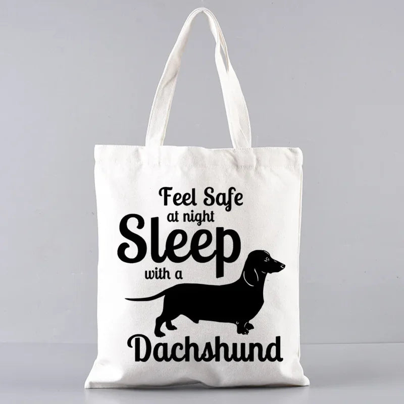 Dachshund Canvas Tote Bag Set – Large Capacity Shoulder Bags for Dog Lovers