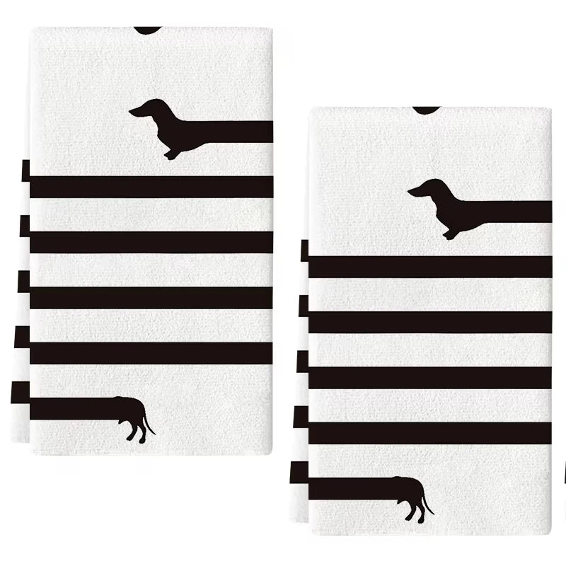 Dachshund Kitchen Towel Set – Super Absorbent Tea Towels for Dachshund Lovers (2-Pack)