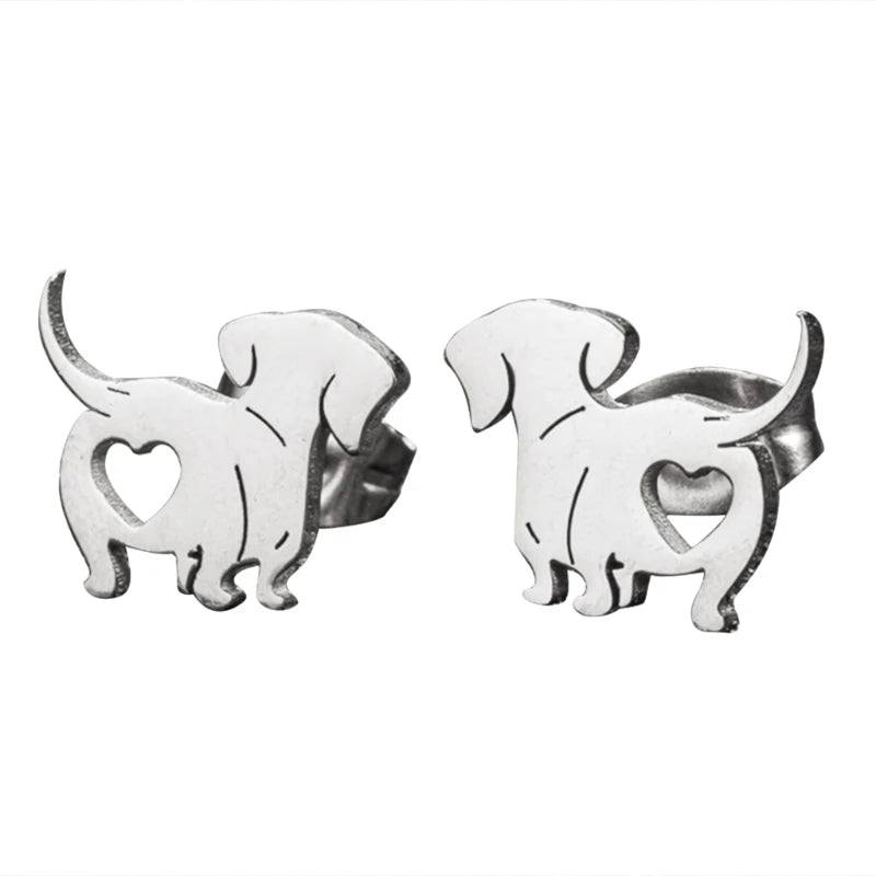 Cute Dachshund Stud Earrings – Elegant Dog Lover Earrings in Gold, Silver, Rose Gold & Black